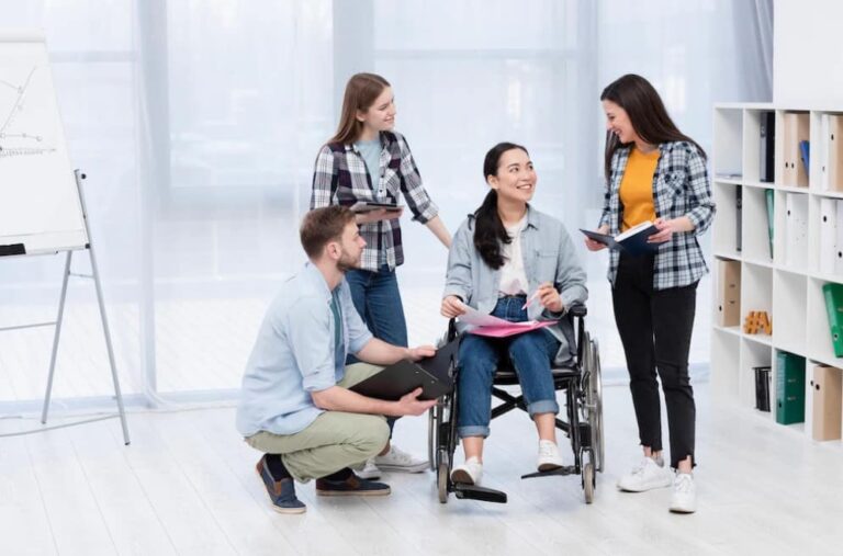 A support coordinator talking through a plan with a participant